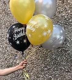 Черно-серебристое золото "Happy Birthday"